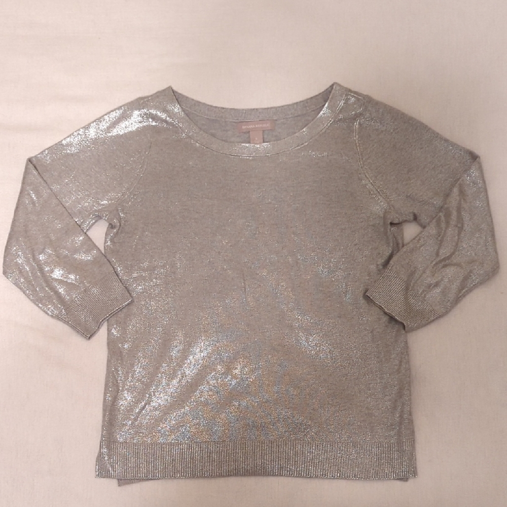 Banana Republic Women's Metallic Silver Light Sweater